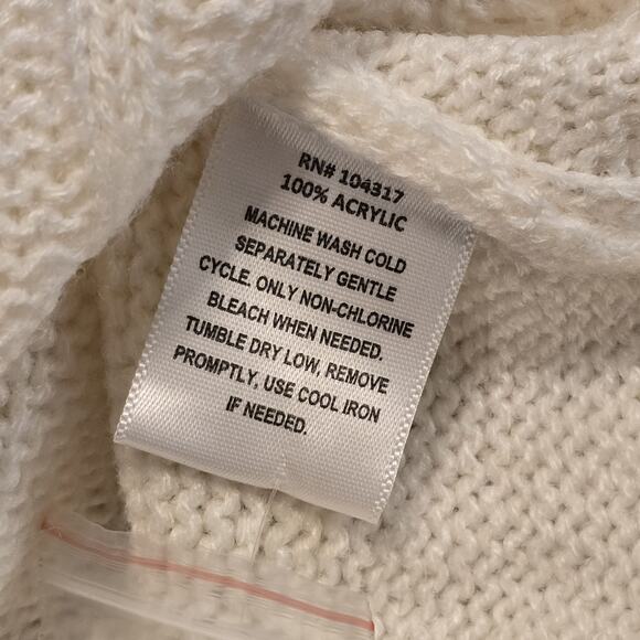 Derek Heart Preppy 90s Womens Cardigan Size Large White Cable Knit Academia NWT - Picture 4 of 12